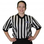 Kentucky (KHSAA) 1" Stripe Body Flex Women's V-Neck Side Panel Referee Shirt