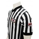 Nebraska (NSAA-NHSOA) 1" Stripe Body Flex Men's V-Neck Referee Shirt with NHSOA Logo & Side Panels