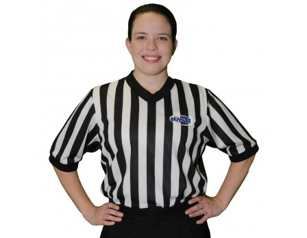 USA212KY-FLEX Kentucky (KHSAA) 1" Stripe Body Flex Women's V-Neck Side Panel Referee Shirt
