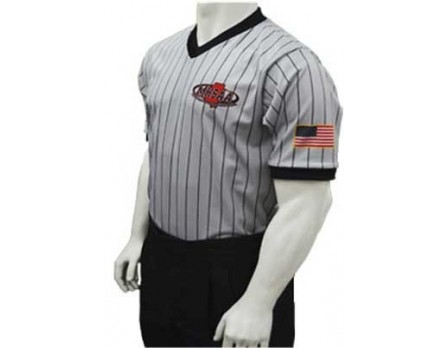 USA285MS-FLEX Mississippi (MHSAA) Men's Body Flex Grey V-Neck Referee Shirt