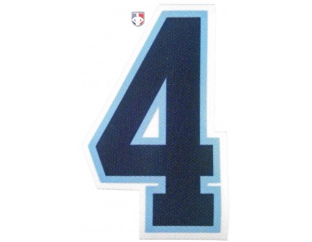 4" Navy on Powder Blue on White Precision-Cut Number
