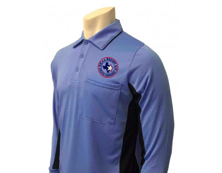 NJCAA-XIV-315-SB NJCAA Region IXV Long Sleeve Umpire Shirt - Sky Blue with Black