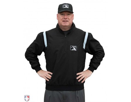 S320-MiLB-MiLB Smitty Traditional Half-Zip Umpire Jacket - Black With Powder Blue S320-MiLB-MiLB Smitty Traditional Half-Zip Umpire Jacket - Black With Powder Blue