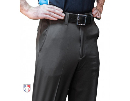 Smitty Performance Poly Spandex Charcoal Grey Flat Front Umpire Base Pants with Expander Waistband