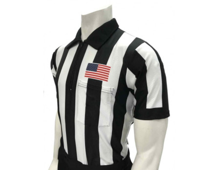 Smitty 2 1/4" Stripe Body Flex Short Sleeve Football Referee Shirt with CHEST USA FLAG