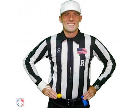 Smitty 2" Stripe Heavyweight Interlock Long Sleeve Football Referee Shirt with Position Placket