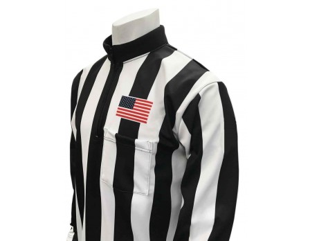 Smitty 2 1/4" Stripe Fleece-Lined Cold Weather Football Referee Shirt with CHEST USA FLAG