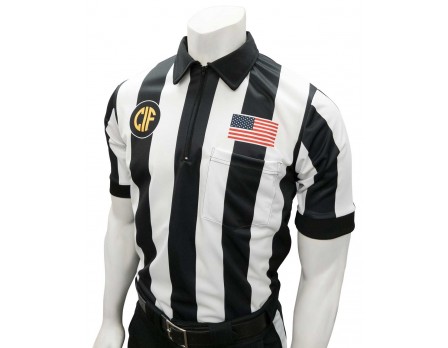 USA137CA California (CIF) 2 1/4" Stripe Short Sleeve Football Referee Shirt - No Black Side Panel