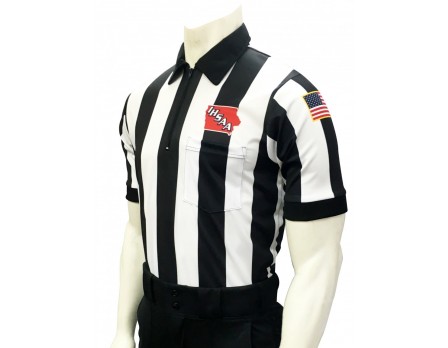 USA137IA-FLEX Iowa (IHSAA) 2 1/4" Stripe Body Flex Short Sleeve Football Referee Shirt