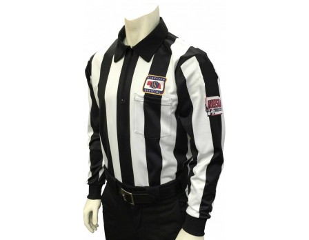 USA138NE-NHS Nebraska (NSAA) 2 1/4" Stripe Long Sleeve Football Referee Shirt with NHSOA Logo