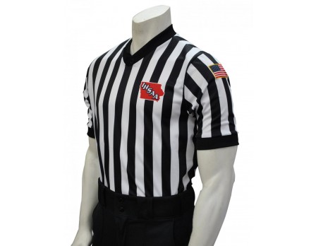 Iowa (IHSAA) 1" Stripe Body Flex Men's V-Neck Referee Shirt