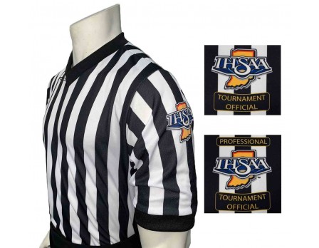 Indiana (IHSAA) 1" Stripe Body Flex Men's V-Neck Referee Shirt
