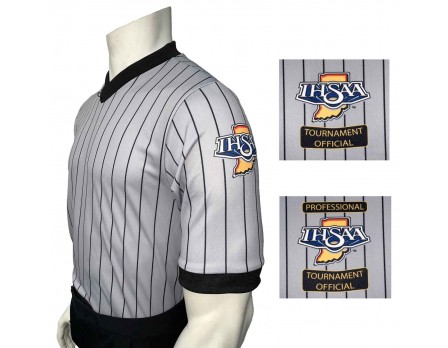USA205IN Indiana (IHSAA) Body Flex Grey V-Neck Wrestling Referee Shirt