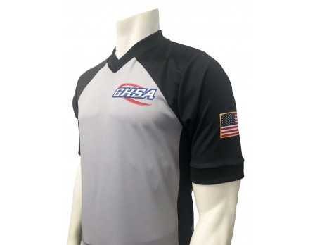 USA207GA Georgia (GHSA) Men's Grey & Black V-Neck Referee Shirt