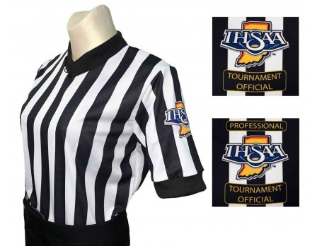 USA211IN Indiana (IHSAA) 1" Stripe Women's V-Neck Referee Shirt