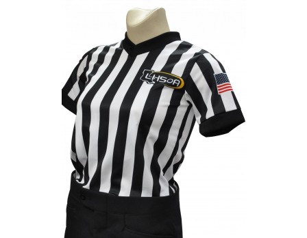 USA211LA-FLEX Louisiana (LHSOA) 1" Stripe Body Flex Women's V-Neck Referee Shirt