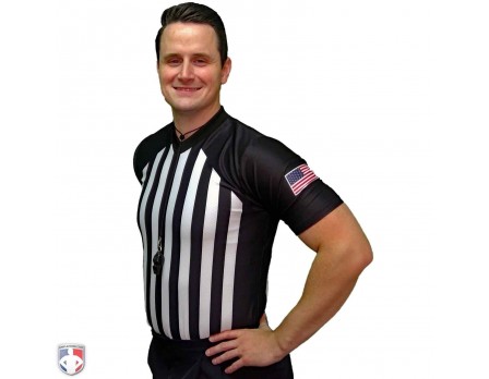 USA216-FLEX Smitty NCAA Basketball Referee Shirt Front Angled View