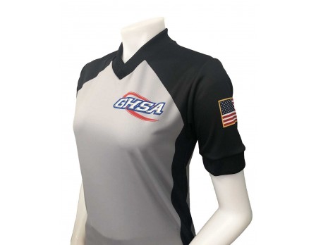 USA217GA Georgia (GHSA) Women's Grey & Black V-Neck Referee Shirt
