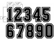 N3-SUB-BWB 3" Precision Cut Numbers Black on White on Black