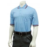 Smitty Pro Knit Umpire Shirt - Powder Blue with Red-White-Navy Trim