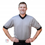 Smitty Dye Sublimated Grey V-Neck Referee Shirt with Black Pinstripes and USA FLAG