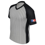 USA Wrestling Kansas (USAWKS) Men's Body Flex Grey V-Neck Referee Shirt with Black Pinstripes