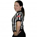 Smitty Dye Sublimated Women's 1" Stripe V-Neck Referee Shirt with USA FLAG