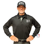 Game Time Officials (GTO) Long Sleeve Major League V2 Replica Baseball Umpire Shirt - Black with Charcoal Grey