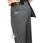 Mizuno Charcoal Grey Flat Front Umpire Plate Pants with Expander Waistband