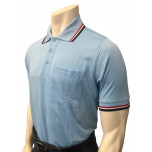Smitty Short Sleeve Body Flex Umpire Shirt - Powder Blue with Red-White-Navy Trim