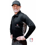 TruBlu Umpire Association (TRUBLU) Long Sleeve Major League V2 Replica Baseball Umpire Shirt - Black with Charcoal Grey