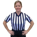 Smitty Women's 1" Stripe Body Flex V-Neck Referee Shirt with USA Flag
