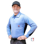 TruBlu Umpire Association (TRUBLU) Long Sleeve Major League V2 Replica Baseball Umpire Shirt - Sky Blue with Black