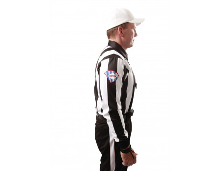 SCFOA Smitty Made in USA Mens 2 1/4 Black and White Striped Football  Referee Shirt-Short Sleeve