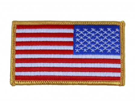 USA Flag Patch 3.5 x 2- Velcro - Red White Blue Gold 