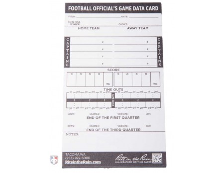 881-10 ALL-WEATHER FOOTBALL REFEREE INFORMATION CARDS FRONT SINGLE