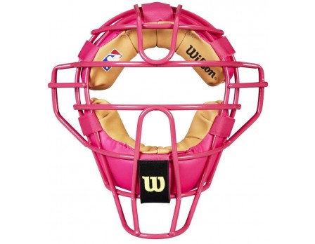 Wilson MLB Pink Dyna-Lite Steel Umpire Mask with Pink and Tan