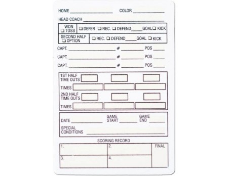 F67 Football Referee Information Cards