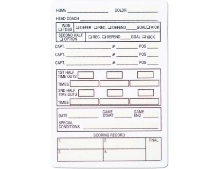 Football Referee Information Cards