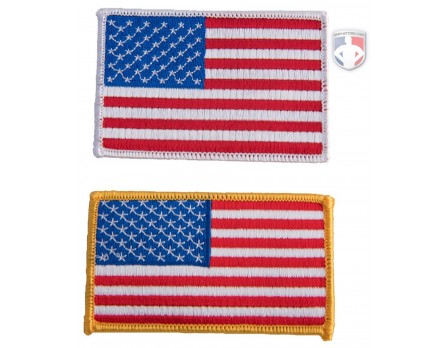 REVERSED Black & Gold 3 x 2 American Flag iron on patch (4633) Biker (M1)