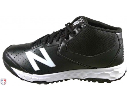 New Balance V3 Black & White Mid-Cut Umpire Base Shoes | Ump-Attire.com