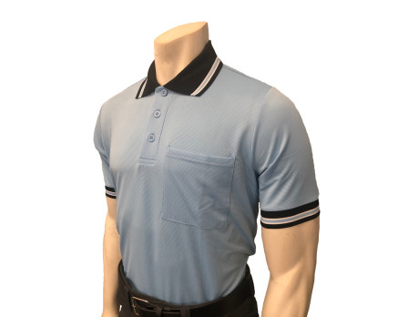 Smitty Short Sleeve Body Flex Umpire Shirt - Powder Blue with Black Collar
