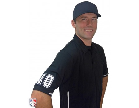 Smitty | BBS-310 | Major League Short Sleeve Self Collared Baseball Umpire Shirt Small / Black with White Piping
