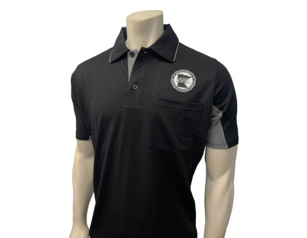 Minnesota (MSHSL) Short Sleeve Major League V2 Replica Baseball Umpire Shirt - Black with Charcoal Grey