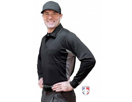 Smitty V2 Major League Replica Long Sleeve Umpire Shirt - Black with Charcoal Grey