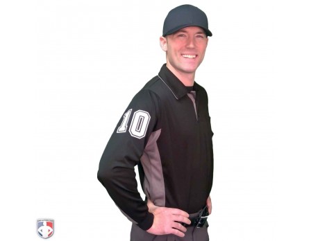 Smitty V2 Major League Replica Long Sleeve Umpire Shirt - Black with  Charcoal Grey