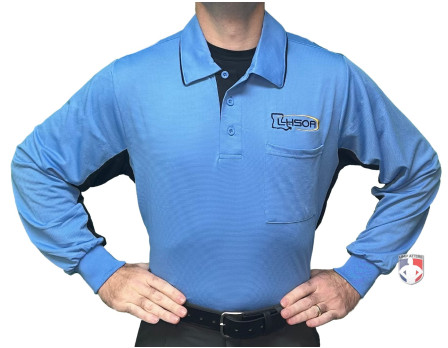 Louisiana (LHSOA) Long Sleeve Umpire Shirt - Sky Blue with Black