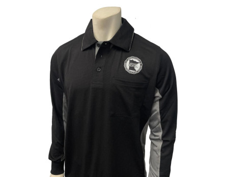 Minnesota (MSHSL) Long Sleeve Major League V2 Replica Baseball Umpire Shirt - Black with Charcoal Grey