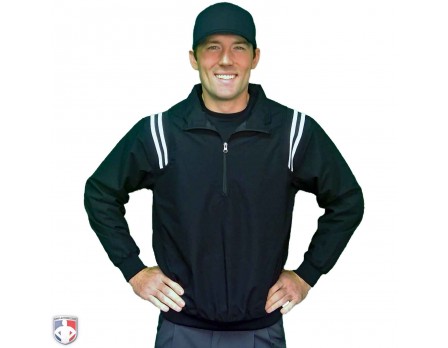 S320-BK Smitty Traditional Half-Zip Umpire Jacket - Black and White Front View
