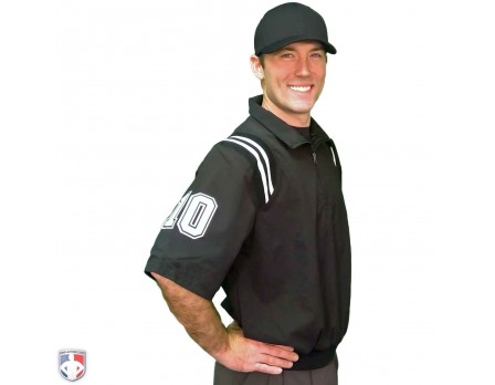 Smitty Traditional HalfZip Short Sleeve Umpire Jacket  Black and White   Ump Attire